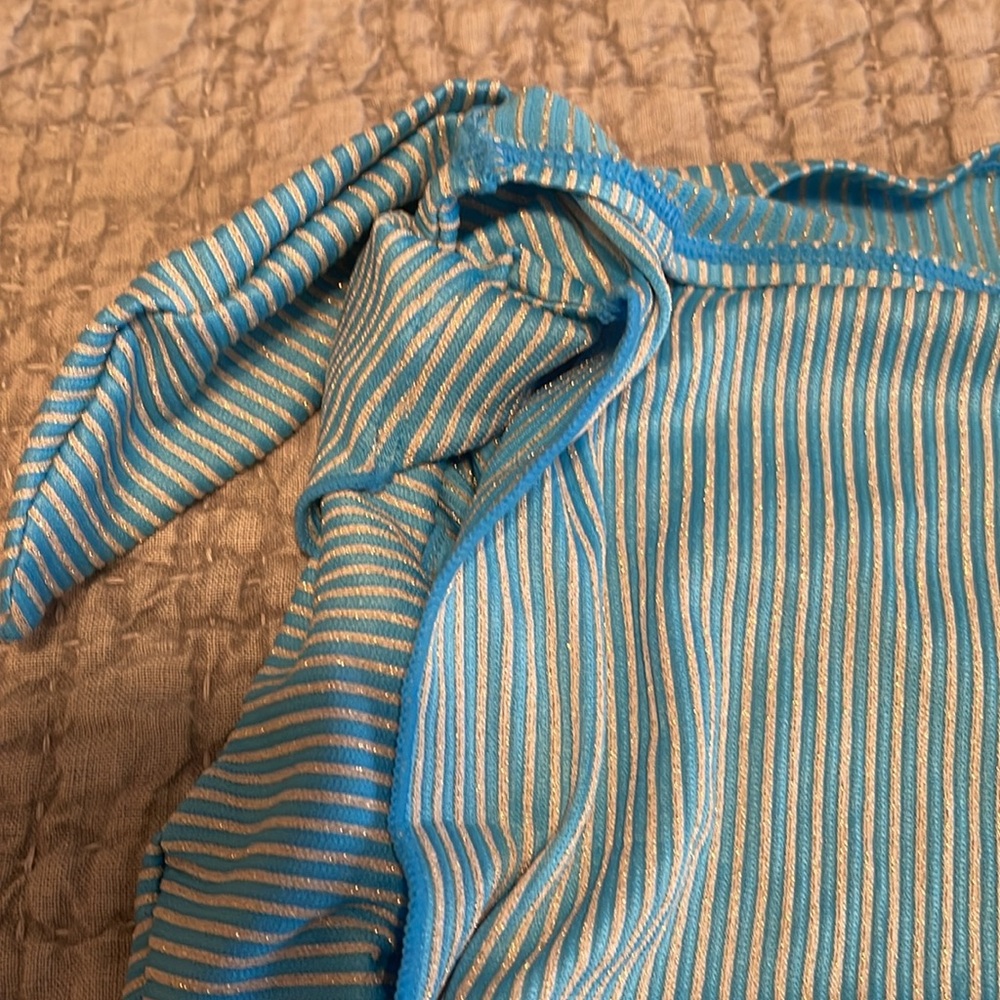 NWT- Andie-Turquoise and White Striped Sarong Swim Cover-Up - Picture 3 of 6